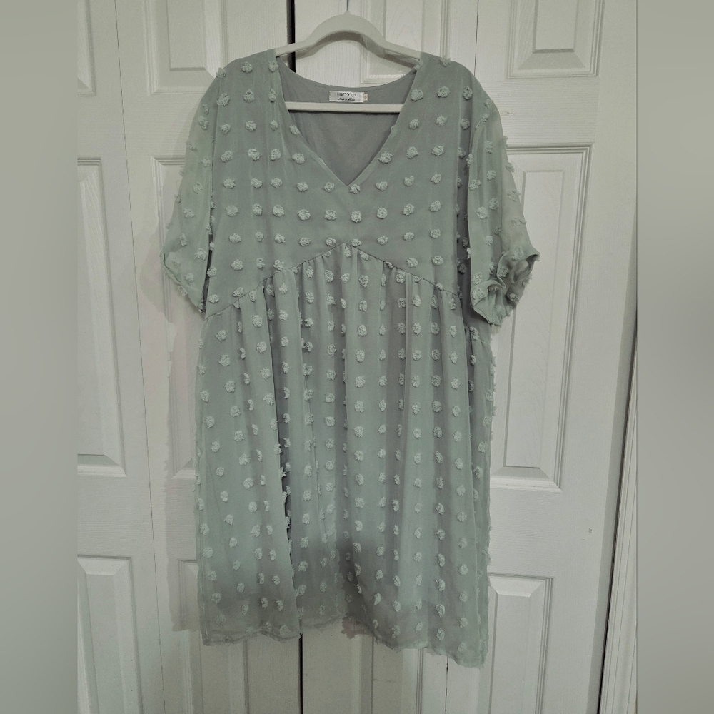 Hbeyyto Light Green Textured Dress Size 3XL - Picture 2 of 10